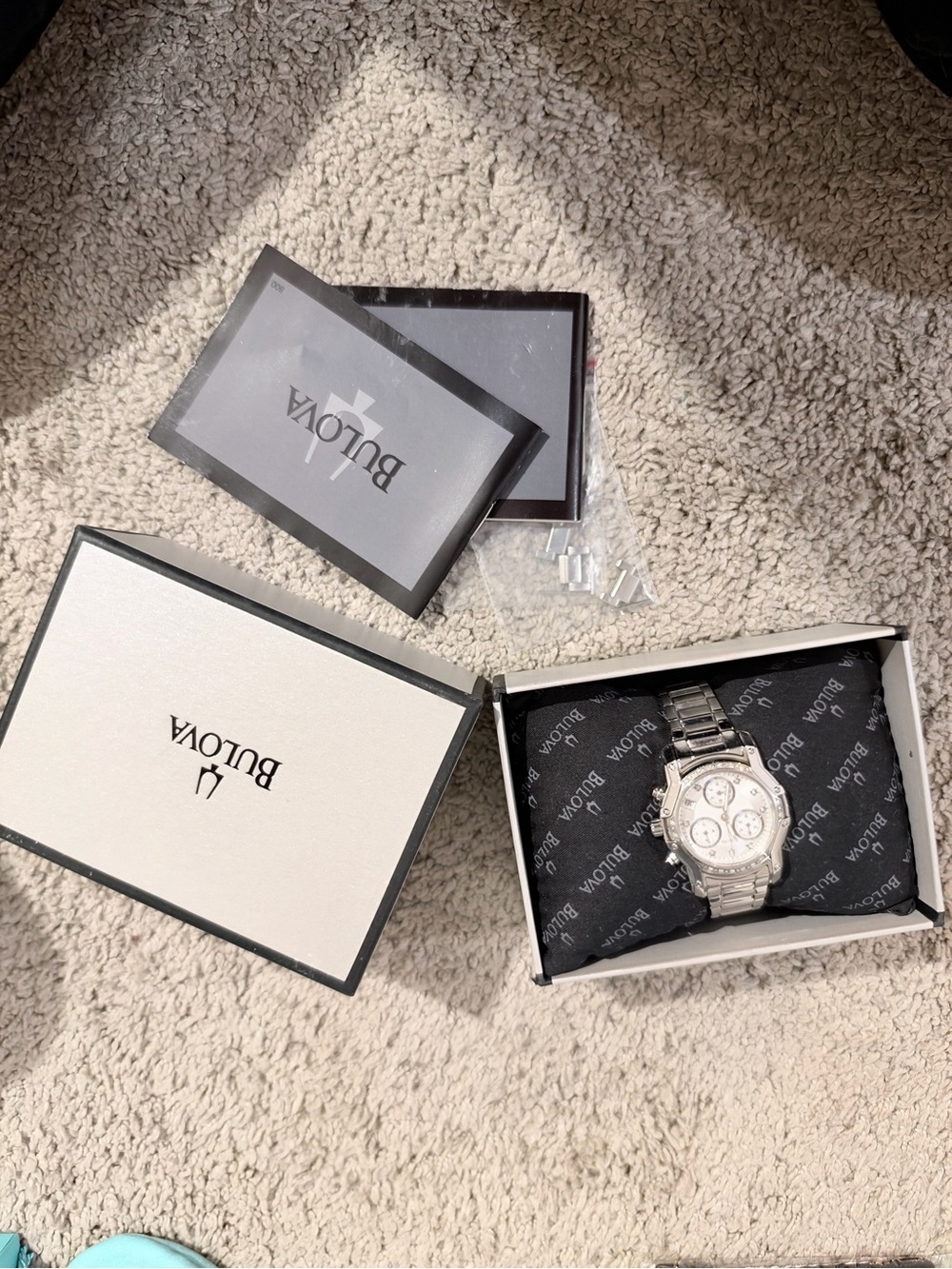 Bulova Silver Bracelet Chronograph Watch with White Dial